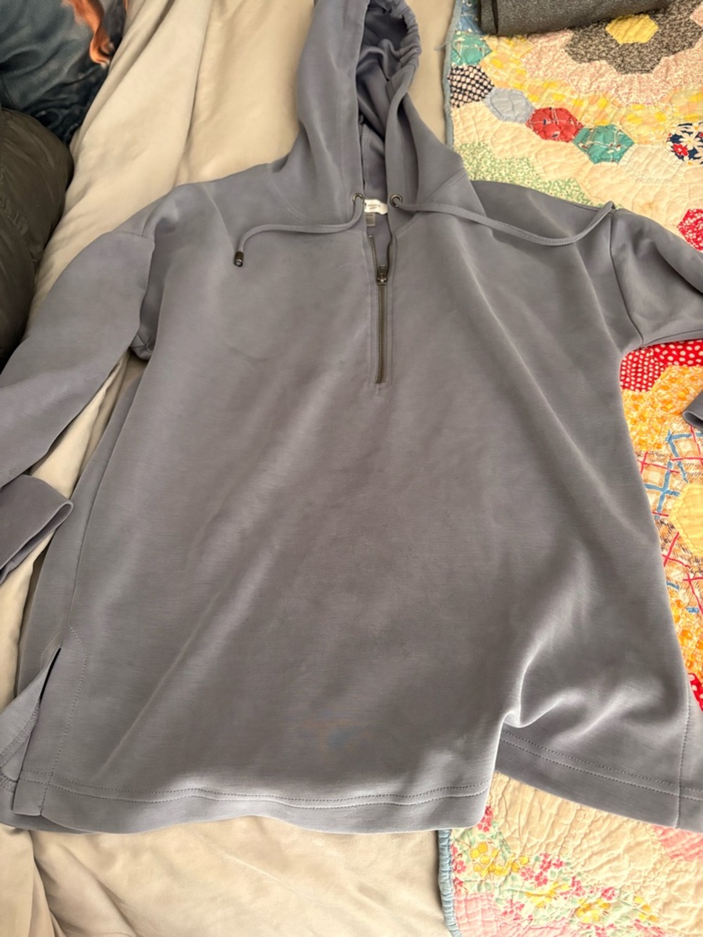 Cable & Gauge women’s Half-Zip Hoodie Sweater - Slate Blue more than grey